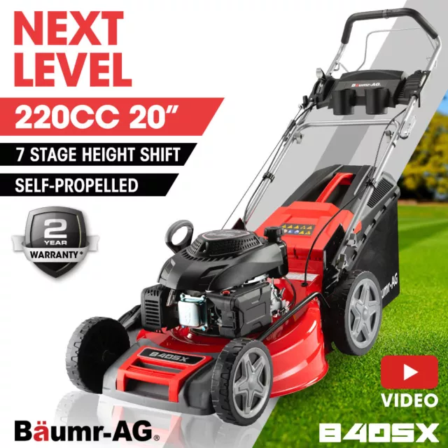 BAUMR-AG 20" Self-Propelled Lawn Mower - 220cc 4-Stroke Petrol Push Lawnmower