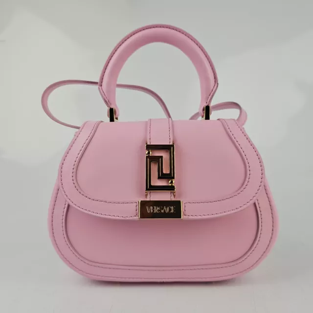 Versace Greca Goddess Mini Leather Light Pink Top Handle Bag New
