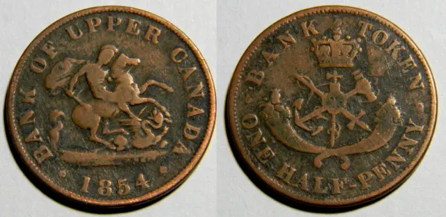 1854 Bank Of Upper Canada One Half Penny Token (02038)