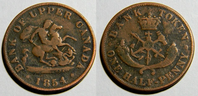1854 Bank Of Upper Canada One Half Penny Token (02038)