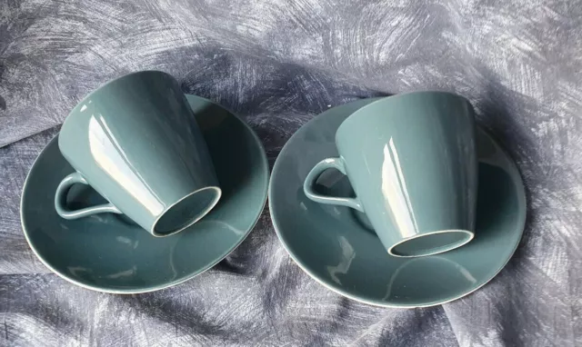 Poole Pottery —🐬—  Blue Moon — Contour—2 — Tall Tea Cups & Saucers — Mpg