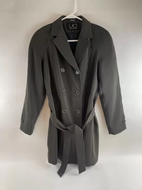 Utex Design Jacket, Women's Size 4, Gray, Shoulder Pads, Trench Coat