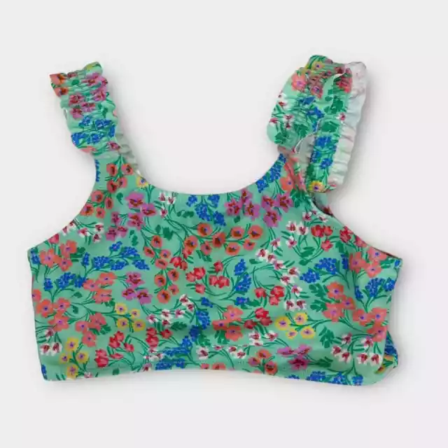 Crewcuts Girls Ruffle Strap Bikini Top Teal Floral Size 14 New BO451