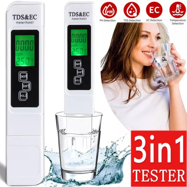 Digital Tester TDS EC PPM Meter Water Purity Hydroponics Water Quality Test Pen