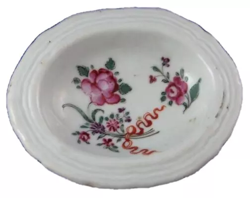 Antique 18thC Chinese Export Porcelain Open Salt Dish Porzellan Salznapf China