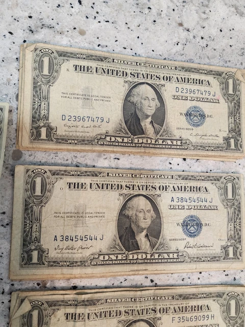 LOT $1 Silver Certificate 1935 A C D E F G & 2 Star Notes plus 1 $1 RED SEAL '63 9
