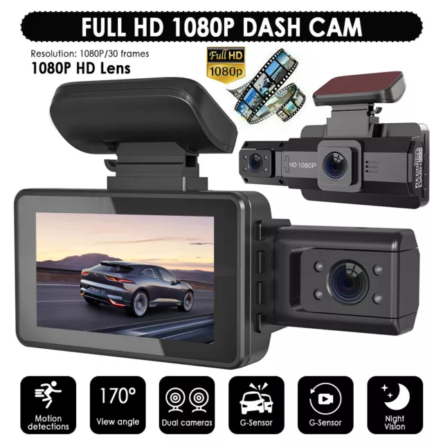 Dashcam HD 1080P Dual Lens Auto DVR G-Sensor Kamera Nachtsicht Video Recorder