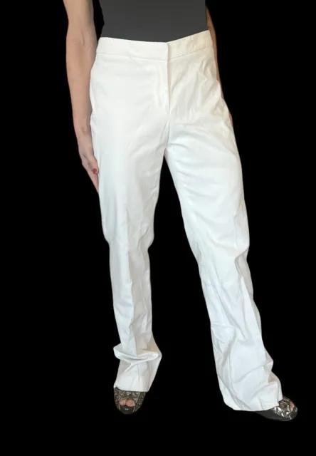 Burberry London Women's White Cotton Tousers Slacks  Pants Nwt $340  Sz 8