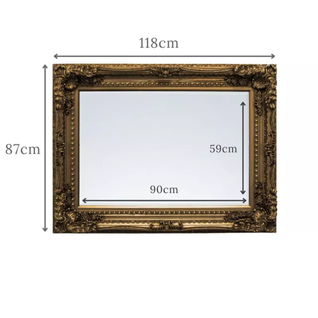 La Belle Ornate Shabby Chic Vintage Large French Wall Mirror Gold 118cm x 87cm 2