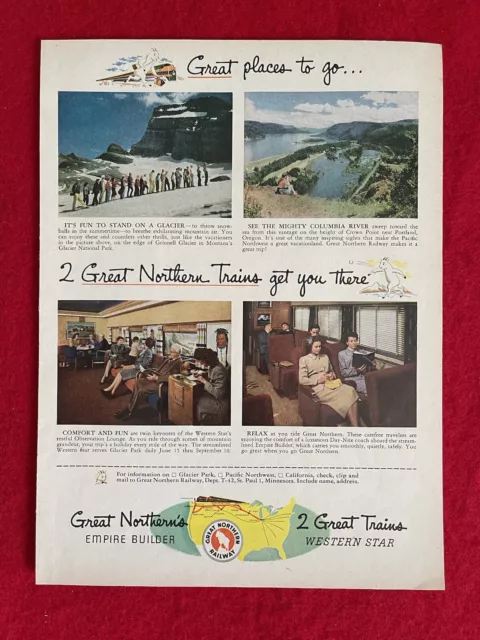 Vintage 1952 Print Ad Great Northern Railway Advertisement