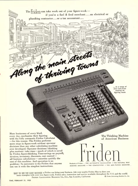 1955 Print ad Friden Automatic Calculator, Thinking Machine Vintage 8.5x11