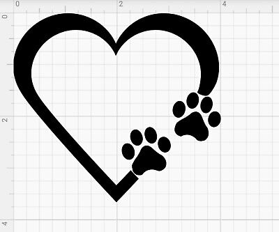 PAW PRINT HEART 2" Die cut Vinyl Decal - Car Window Sticker PUPPY I LOVE MY DOG