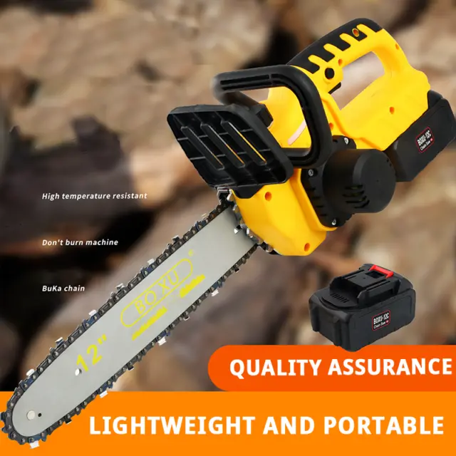 12'' Electric Cordless Chainsaw Powerful Wood Cutter Saw + Battery