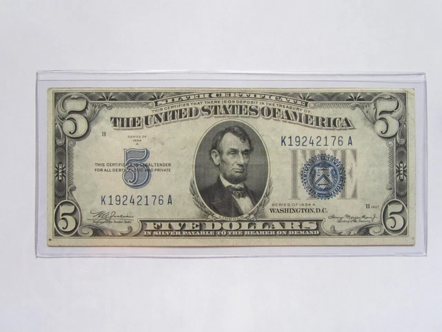 1934-A $5 Dollar Blue Seal Silver Certificate- **Nice Note**
