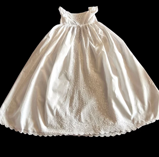 Exceptional Heirloom Antique Ayrshire Christening Gown Handmade with Embroidery