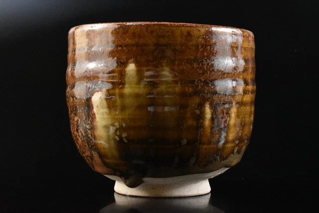 M1956: Japanese Seto-ware Brown glaze TEA BOWL Green tea tool Tea Ceremony
