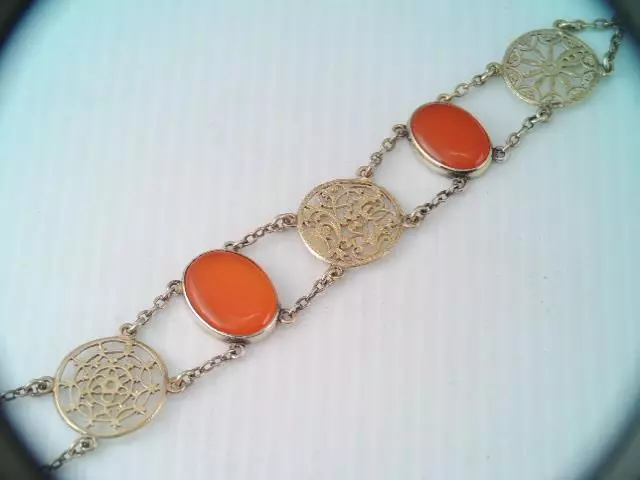 Rare Victorian Fusee Verge Watch Cock Carved Silver Gf Carnelian Stone Bracelet