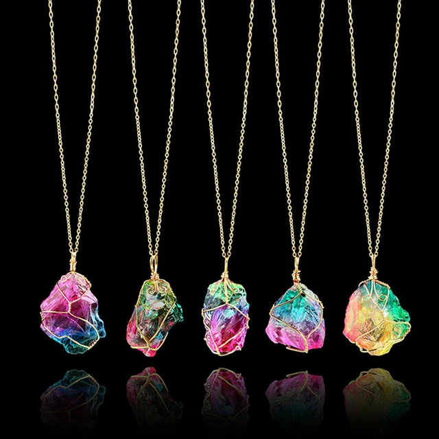 Natural Gemstone Stone Necklace Reiki Crystal Quartz Healing Chakra Pendant