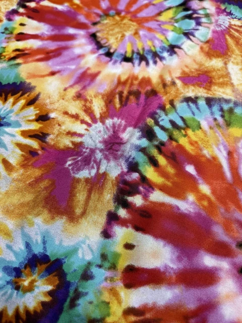 Tie Dye Rainbow Hippie Hobo Print Cotton Fabric - FQ Fat Quart Or Continuous Cut