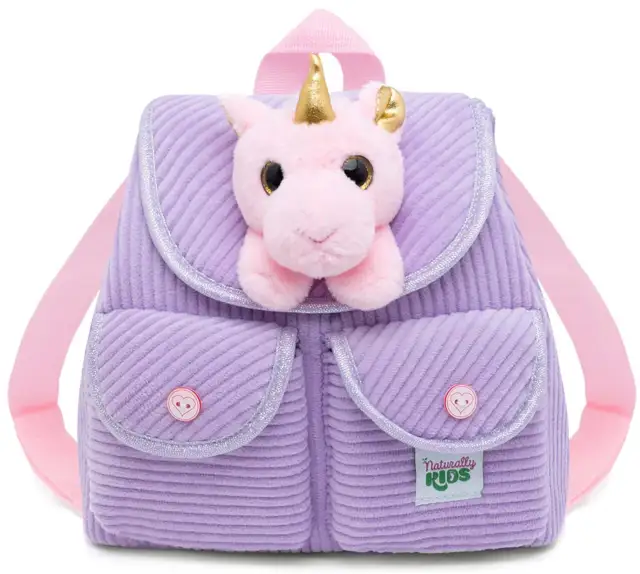 Toddler Backpack With Corduroy Purple Unicorn For Kids 3-5 Years Old School Bag