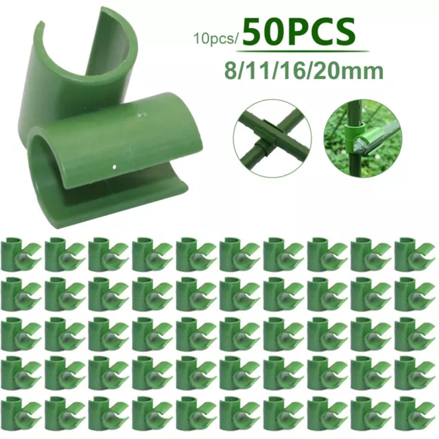 100PC Plant Trellis Connector Clip Stake Clips For Fixed Garden Frame Rod 8-20mm