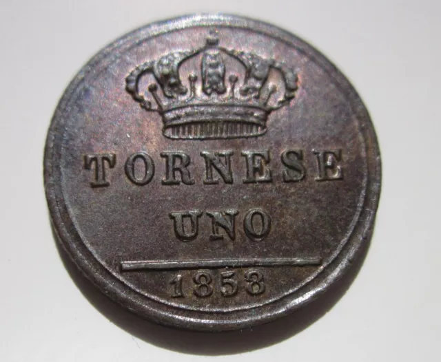 *Regno di Napoli, Ferdinando II(1830-1859) : Tornese 1858 periziato qFDC