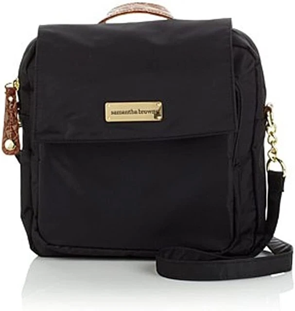 Samantha Brown Lightweight Organizer Crossbody Bag Purse- Black