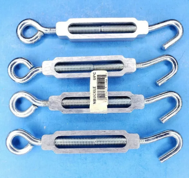 4 Hindley Turnbuckle Hook To Eye #41404 Zinc Plated Steel Aluminum Body