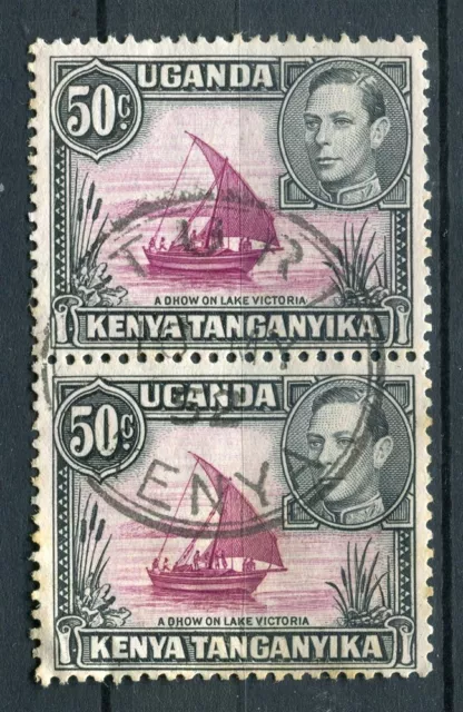 BRITISH KUT; 1938 early GVI issue fine used 50c. Postmark Pair