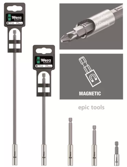 WERA 899 Magnetic 1/4" Hex Screwdriver Bit Holder,Choose 50, 75, 100, 200, 300mm