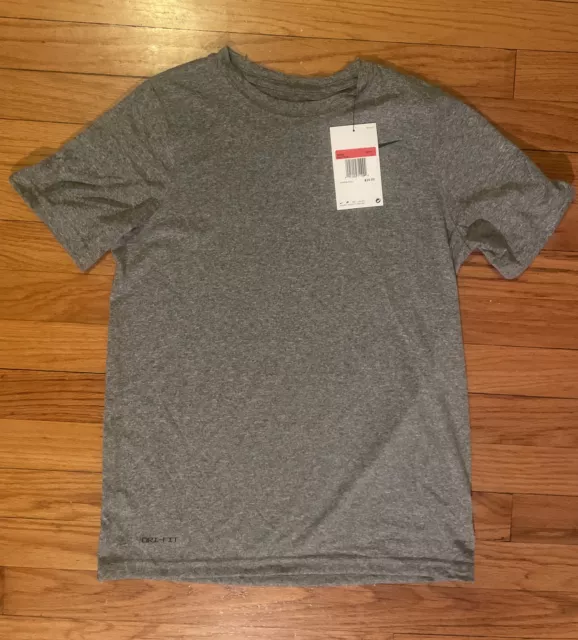 Nike Dri Fit -BOYS LARGE- Activewear T Shirt Gray Heathered Crew Neck. Brand New