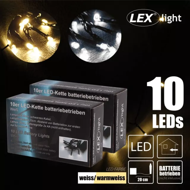 Lichterkette 10er LED Batterie Innen Deko Licht Weihnachtslichterkette Innen