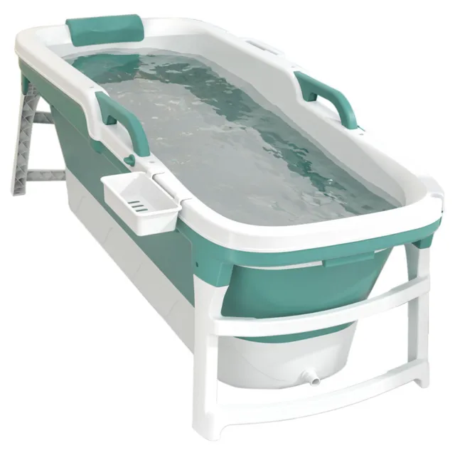 152cm Warm Spa Portable Bath Tub Adult Child Folding Bathtub Soaking Barrel &Lid