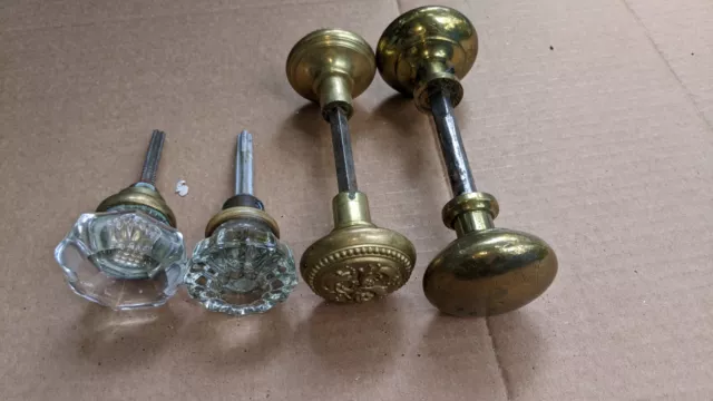 Lot of Vintage Door Brass, Metal, Glass Hardware, Door Knobs
