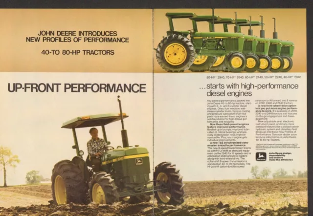 1980 2 Page Print Ad of John Deere 2940 2640 2440 2240 & 2040 Farm Tractor