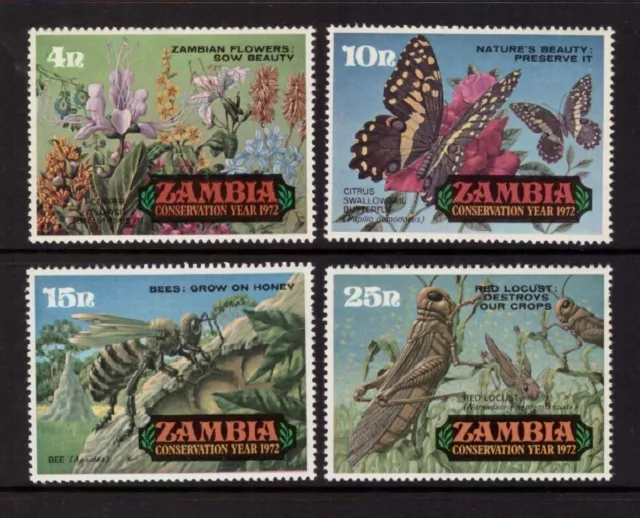 Zambia 1972 Insetti Natura set nuovi di zecca francobolli nuovi di zecca
