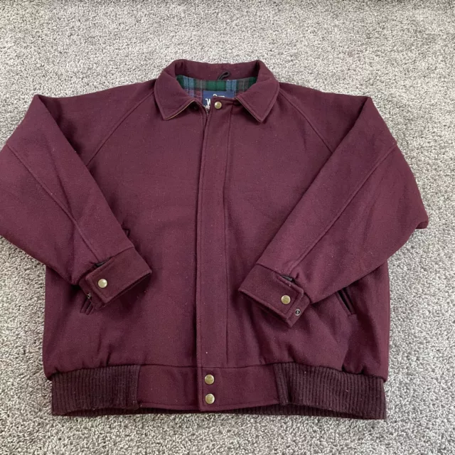 VTG WOOLRICH Jacket Mens Large Red Maroon Wool Blanket Line Trucker
