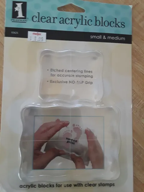 2 Inkadinkado Clear On Clear Acrylic Blocks for Stamping ~ Small and  Medium