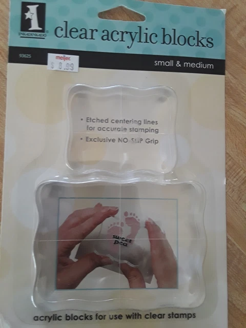 2 Inkadinkado Clear On Clear Acrylic Blocks for Stamping ~ Small and Medium 2 Inkadinkado Clear On Clear Acrylic Blocks for Stamping ~ Small and Medium