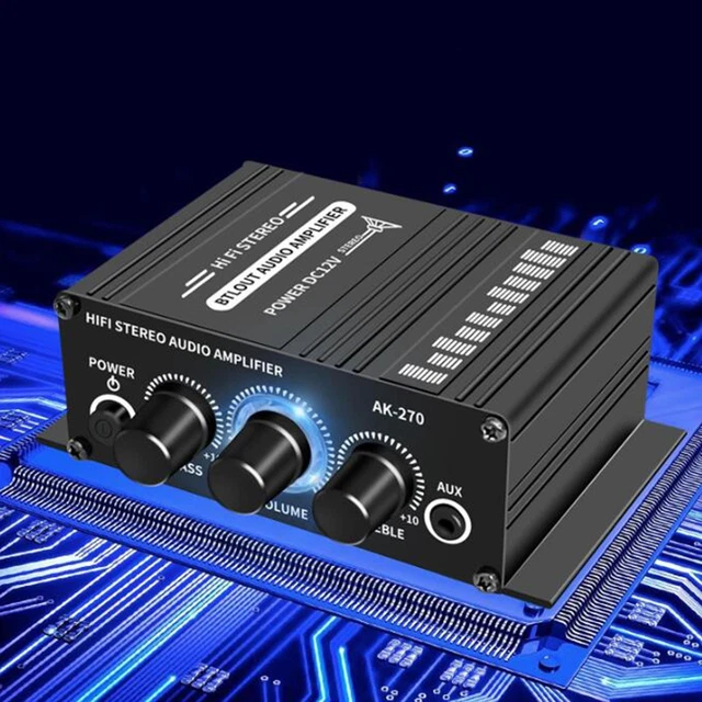 Ampli Audio Stéréo 2 Canaux 20W - Pour Intérieur/extérieur, Boîtier Alu Noir