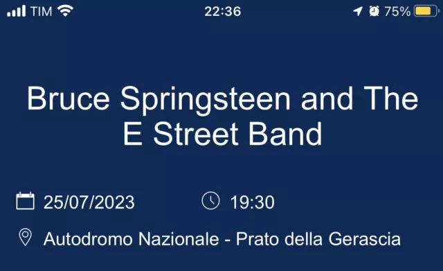 N.1biglietto concerto bruce Springsteen MONZA 25/07/23 Sett.Pit B1 Block PIT B1