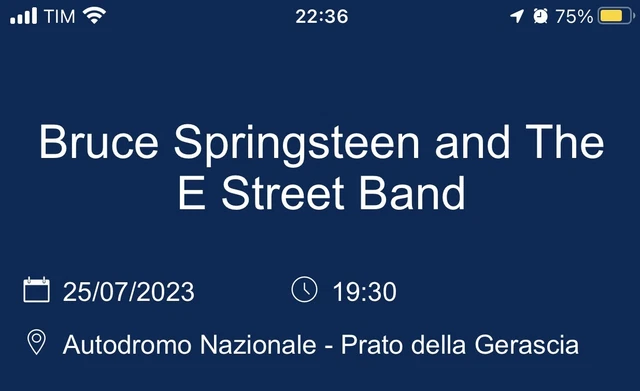 N.1biglietto concerto bruce Springsteen MONZA 25/07/23 Sett.Pit B1 Block PIT B1