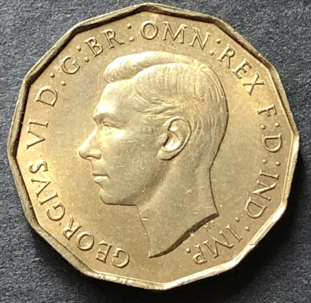 1937 THREEPENCE - BRASS THREE PENCE  COIN - 3d - KING GEORGE VI