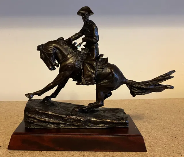 1988Franklin Mint Bronze Replica The Cowboy Horse Figurine by Frederic Remington