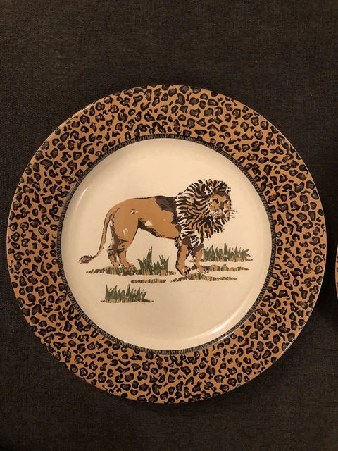 Assiettes Plates Geneviève Lethu Tanganika, Porcelaine Vintage 1996, Marron, Excellent état