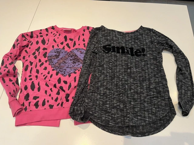 Felpa Con Cuore Reversibile Rosa Bambina Maglione Smile Top 12 Anni