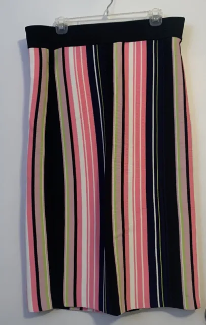 Rachel Rachel Roy Women's Striped Knit Midi Skirt Black/White,Pink XXL