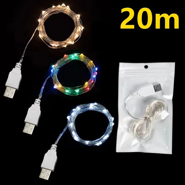 USB LED String Lights Copper Silver Wire Garland Light Waterproof Fairy Lights