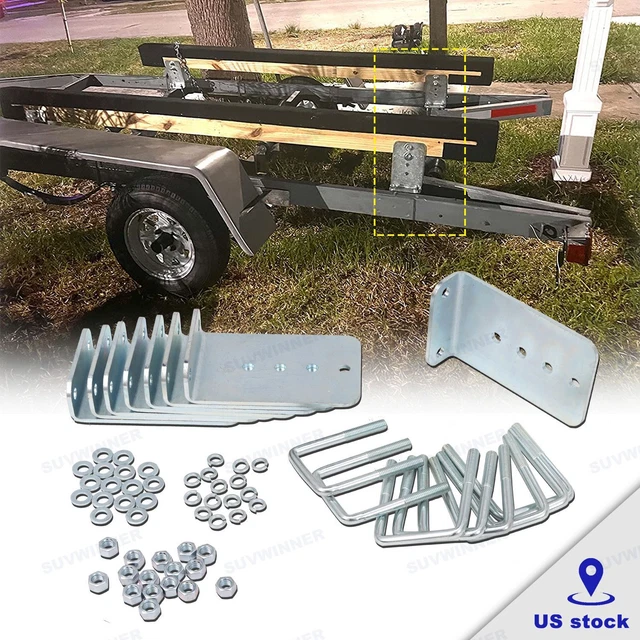 (4) 8 INCH Galvanized LType Boat Trailer Bunk Bracket Kit for 3 x 3