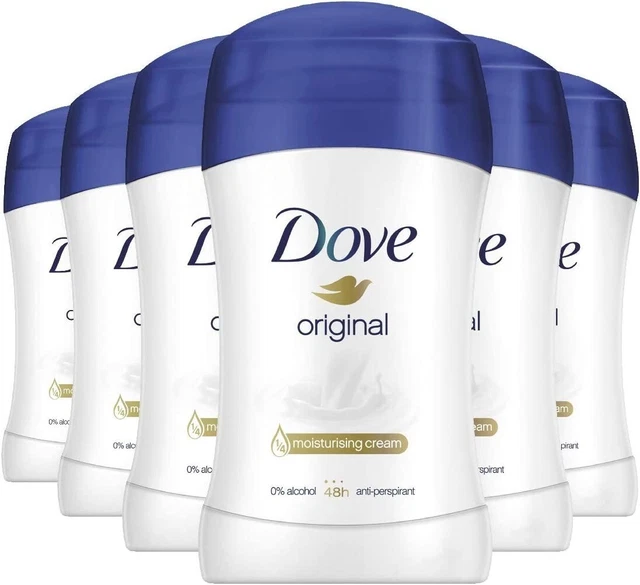 DOVE ORIGINAL ANTIPERSPIRANT Deodorant Stick 40 ml Pack of 6 £10.95